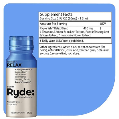 Ryde: Discovery Pack | Energize, Focus & Relax Shots | Green Tea Caffeine, Taurine, Ginseng, B Vitamins, L-Theanine, Lemon Balm, Chamomile | 0 Calories, 0 Sugar | Variety Pack – Try Them All (24 Pack)