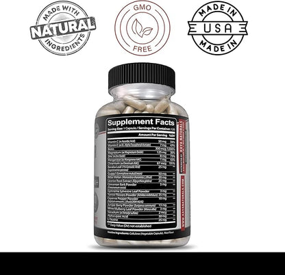 Kaya Naturals Healthy Gluco with Bittermelon Supplement | Support Healthy Levels and Function, 20 Herbs Vitamins and Minerals, Alpha Lipoic Acide, Cinnamon, Vitamin C & E, Non-GMO (120 Count)