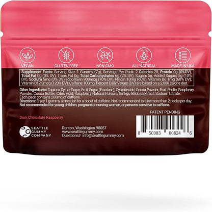 SGC Highest Concentration 100 mg Caffeine per Gummy, 2 Gummies per Pack, 12-Pack Mocca Shots Raspberry Chocolate Plant-Based Instant Energy with Herbal nootropics