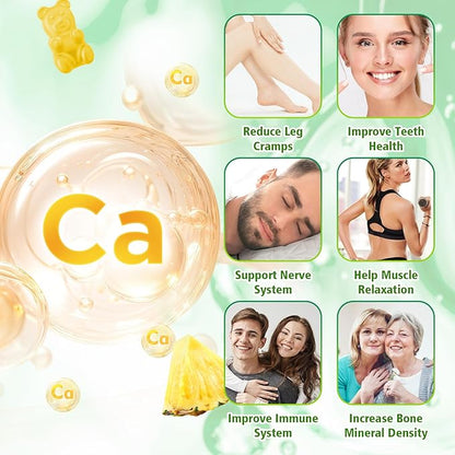 Calcium Citrate Gummies 1200 mg, Sugar Free Calcium Gummies for Adults & Kids, Chewable Calcium Supplements for Women, Bone & Immune Support, Pineapple Flavor 60 Count