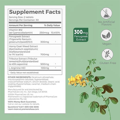 Promensil Libido & Energy - Libido Booster for Women, Sexual Health Support for Women with Low Estrogen, Fenugreek, Horny Goat Weed & Vitamins for Menopause, Clinically Proven - 30 Day Supply