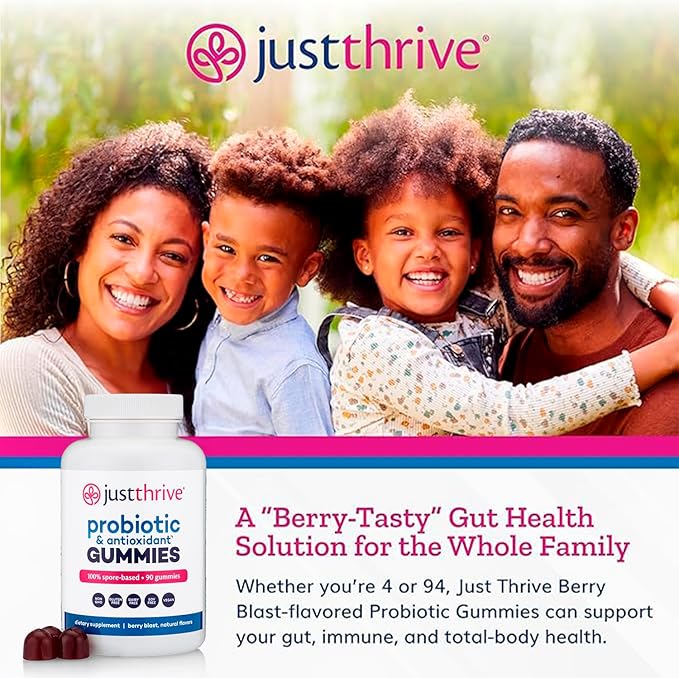 Just Thrive Probiotic Gummies - Kids, Men, and Womens Probiotic - for Digestive and Overall Health, 90 Count