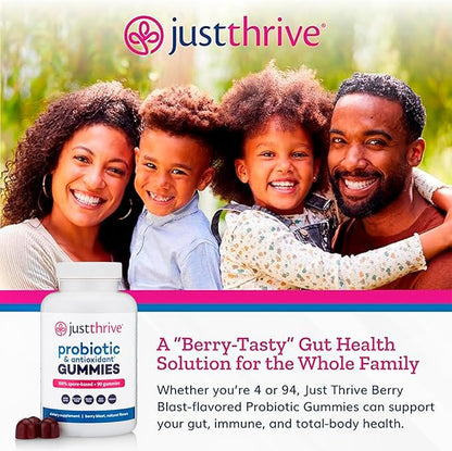 Just Thrive Probiotic Gummies - Kids, Men, and Womens Probiotic - for Digestive and Overall Health, 90 Count