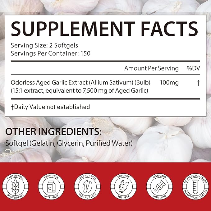 Garlic Softgels 300 Count 2Pack – Odor-Controlled Garlic Supplement – Traditional Herbal Support – Easy to Swallow Softgel Capsules – Non-GMO, Gluten Free