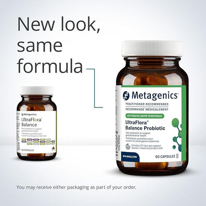 Metagenics UltraFlora Balance Probiotic - Shelf-Stable Daily Gut Health Supplement for Digestive & Immune Support* - Non-GMO & Gluten-Free - 60 Capsules