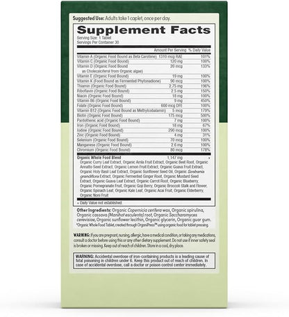 Prenatal Once Daily Multivitamin for Women for Conception, Pregnancy, Postpartum & Breastfeeding, Folate, Iron & Organic Whole Food Blend, Vegan, 30 Count