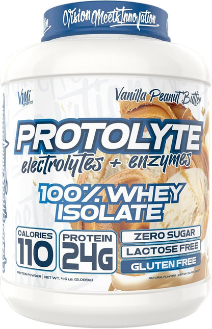 VMI Sports | ProtoLyte Whey Isolate Protein Powder | Low Calorie Whey for Weight Loss and Muscle Gain | Digestive Enzymes | Non-GMO (4.6 lb, Vanilla Peanut Butter)