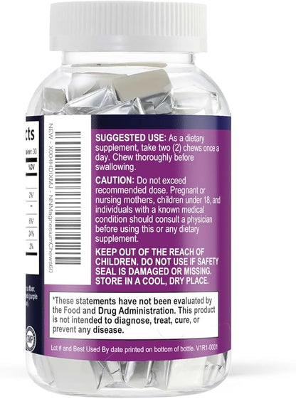 Magnesium Citrate Chews Supplement - High Absorption Magnesium Gummies Supplement - Vegan Mag Citrate Soft Chews Gummy for Adults - Relaxation & Calm Support - Delicious Grape Flavor - 60 Gummies