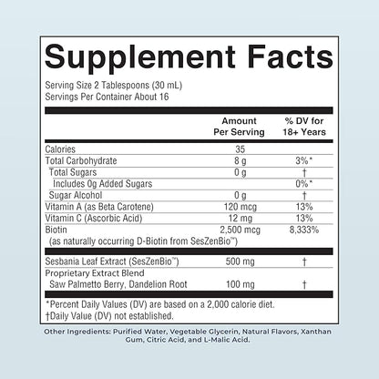 MARYRUTH'S Daily Liquid Hair Formula | With 500 mg SesZenBio™ + 2,500 mcg Biotin | Vitamin C | Thicker, Stronger Hair for Women | Hair, Skin, & Nail Health | Collagen Production | 16 Fl Oz