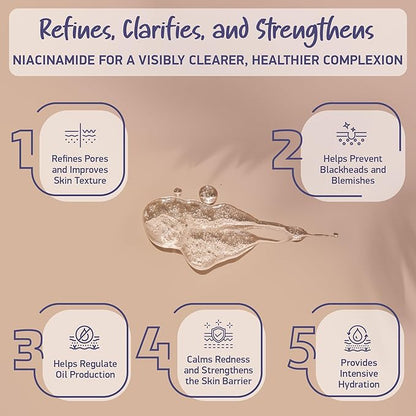 Organic Niacinamid Serum High Dose • The Best + 7 Power Active Ingredients = Hyaluron, Vitamin C, Niacinamide • Highly Effective Retinal (Niacinamid Serum, 1.70 Fl Oz)