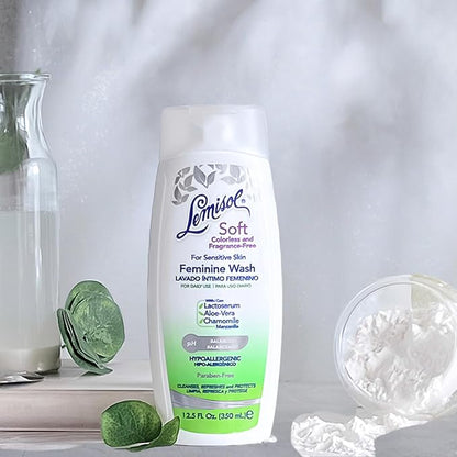 Lemisol Soft Feminine Wash, Fragrance-Free for Sensitive Skin, 12.5 Fl Oz Bottle