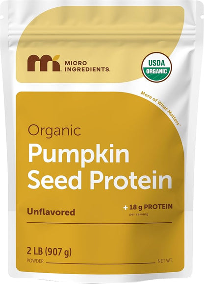 Micro Ingredients Organic Pumpkin Seed Protein Powder, 2lb | Raw Plant-Based Protein | Single-Ingredient Powder | Smooth Texture & Versatile Use | Non-GMO, Soy Free