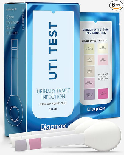 Diagnox Health UTI Test Strips, Early Detecion of Urinary Tract Infections, Quick & Reliable Results in Minutes, Easy to Use At Home UTI Test for Men & Women, 6 Count