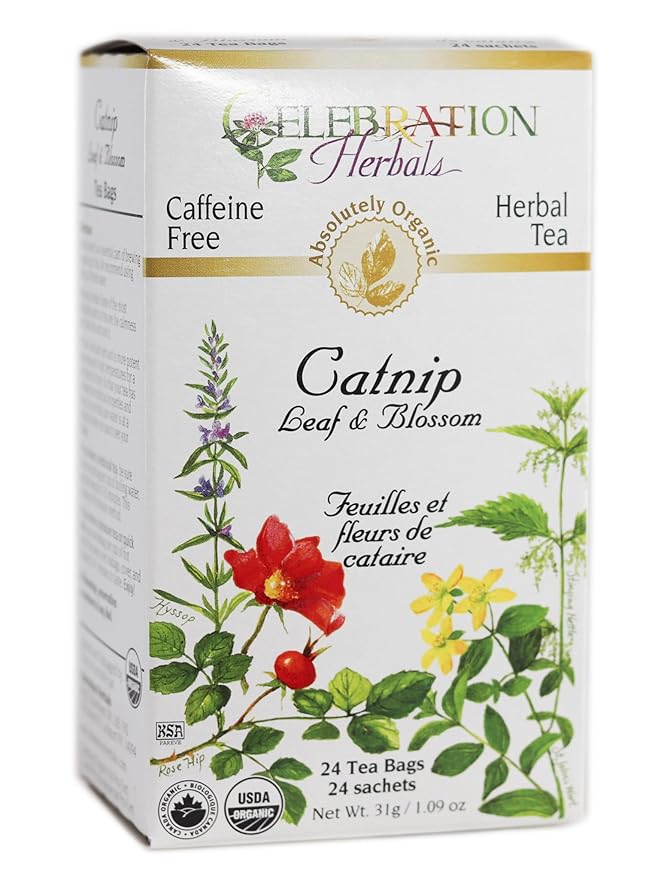 Celebration Herbals Organic Catnip Leaf and Blossom Tea Caffeine Free -- 24 Herbal Tea Bags