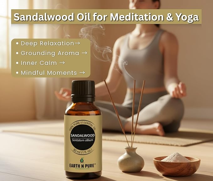 Earth N Pure Sandalwood (Chandan Oil) Essential Oil for Skin- Natural and Therapeutic Grade with Glass Dropper - 30 ml