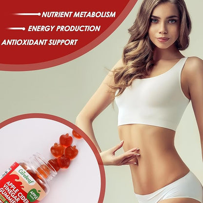 Apple Cider Vinegar Gummies, Metabolism Gummy with 1000mg AVC & Vitamin B6 Vitamin B12, ACV Gummies for Metabolism, Digestion, Detox, Gut & Immune Health, 60 Counts