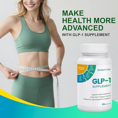 Huritan's Vride GLP-1 Supplement Support with Probiotics | Premium Formula for Healthy Weight Management & Digestive Balance | 60 Capsules