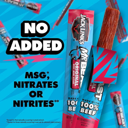 Jack Link’s x MrBeast Beef Sticks, Original Mini Beef Sticks, As Seen on Beast Games, 5g Protein, Made with 100% Real Beef, Pantry-Ready Snacks, 12 Count (Pack of 2)
