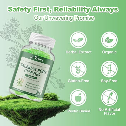 Organic Valerian Root Gummies, Herbal Supplements for Calm & Relaxation, Natural Sleep Support for Adults & Kids, Melatonin Free, Vegan, Non-GMO, Gluten Free, Apple Flavor, 60 Count