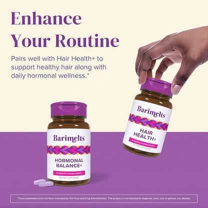BariMelts Hormonal Balance+ for GLP-1 Users and Bariatric Patients - DIM, NAC & Chasteberry Supports Hormone Balance for Women - 60 Smooth-Coated Caplets (1-Month Supply)