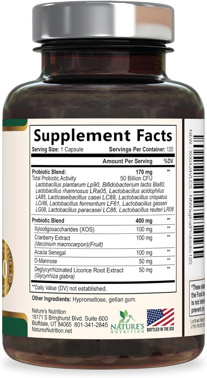 Probiotics 50 Billion CFU per Serving - 10 Strains & Prebiotics - Supports Women's pH Balance, Digestive, UT & Feminine Health - SVag Women Health Supplements - Shelf Stable Bottled USA - 120 Capsules