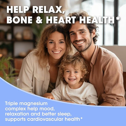 Magnesium Glycinate Liquid Drops with Taurate & Citrate, Magnesium Supplement for Sleep, Calm & Relaxation, with Potassium & Omega-3, High Absorption Formula, Blueberry Flavor, 2 Fl Oz