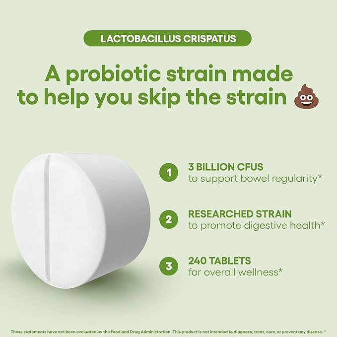 Natural Foundation Supplements Lactobacillus Crispatus Probiotic Supplement 240 Tablets 3 Billion CFU Probiotics for Women Supports Vaginal Digestive & Gut Health (240, Lactobacillus Crispatus)