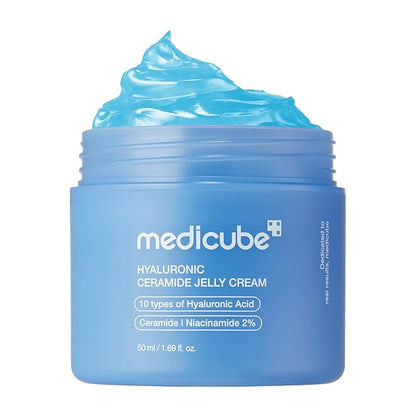 medicube Jelly Cream with Hyaluronic Acid | Daily Moisturizer for All Skin Types | Long-lasting Hydration with Hyaluronic Acid, Ceramides, Multi Peptides | Supports Skin's Natural Barrier | 1.69 fl.oz