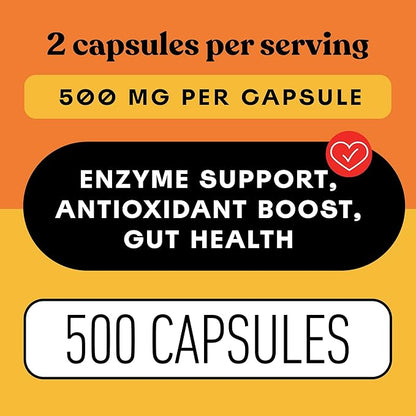 Complete Natural Products Papaya Enzyme Capsules 500mg - Organic Enzymes for Digestion with Papain, Vegan Non GMO Herbal Supplement Made USA, Fast Absorbing Digestive Support - 500 Capsules