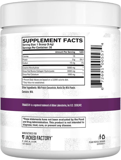 Jacked Factory Creatine for Women - Creatine Monohydrate with Collagen + Colostrum to Support Workout Performance, Lean Muscle Growth, Healthy Hair, Skin, & Nails - 30 Servings, Watermelon