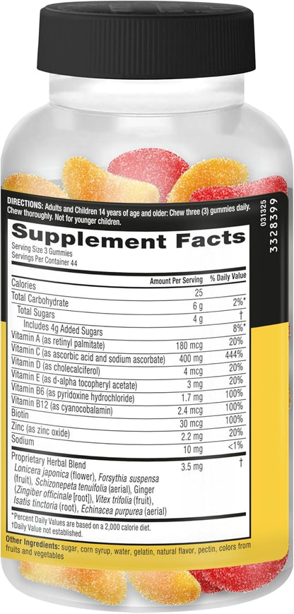 Airborne 400mg Vitamin C Gummies for Adults & Children, Immune Essentials Daily Immune Support Supplement with Powerful Antioxidants Vitamins C & E Plus Selenium - 132 Gummies, Orchard Fruit Flavor