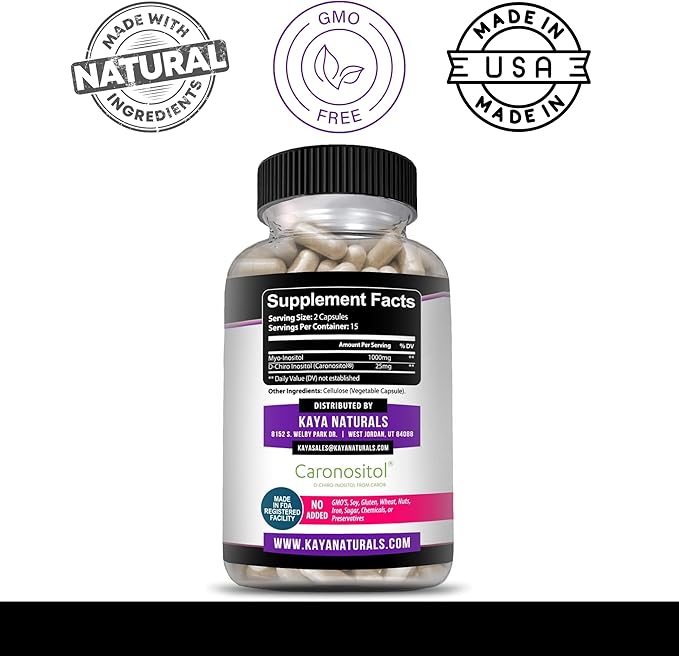 Kaya Naturals Myo & D-Chiro Inositol Plus Support for Women, Vitamin B8-30 Capsules