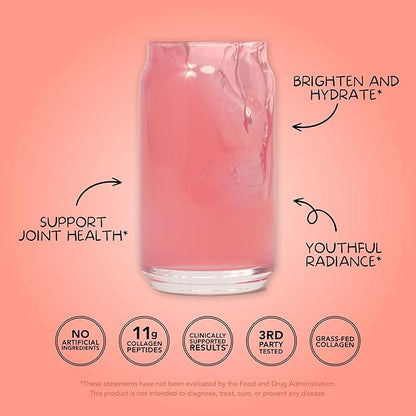 Clean Simple Eats Collagen Powder + Beauty Blend, Ruby Red Raspberry, Hydrolyzed Collagen Peptides from Grass Fed Bovine & Chicken, Hyaluronic Acid for Hair, Skin, Nail & Joint Support, 30 Servings