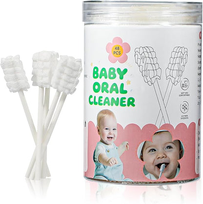 Baby Tongue Cleaner 48-Count, Newborn Oral Care Gauze Swabs – Soft Disposable Mouth Wipes for 0-36 Months, Travel-Pack Infant Tongue Brush Alternative