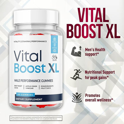Vital Boost XL Gummies, Official VitalBoost X L Gummys for Men with All Natural Ingredients, Vital Boost XL Advanced Health & Wellness Support with Premium Active Lifestyle Vitamins (60 Gummies)