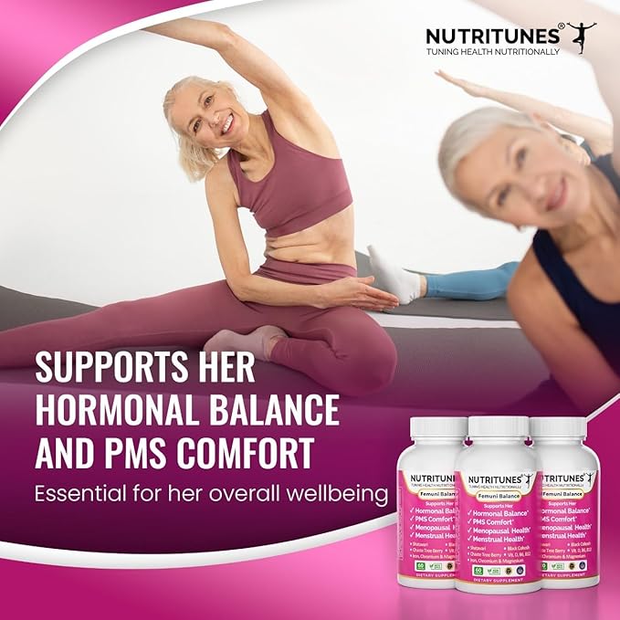 Femuni Balance - Women's Hormonal Balance & Mood Support: PMS, Menstrual Health, & Feminine Wellness with Black Cohosh, Vitex, Shatavari & Key micronutrients