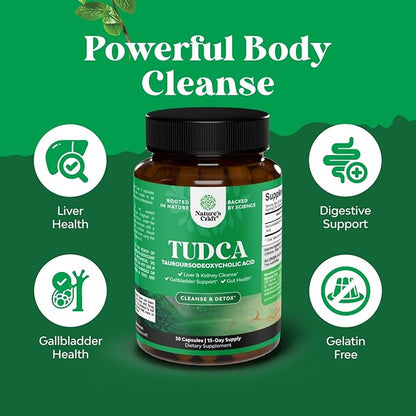 Advanced Bile Salt TUDCA Supplement-Extra Strength TUDCA 500mg per Serving Bile Salts for Gallbladder Kidney and Liver Support-High Purity Tauro Ursodeoxycholic Acid Liver and Gallbladder Cleanse 30ct