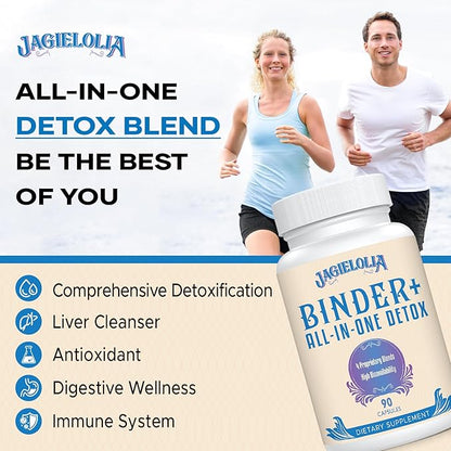 All-in-One Detox Binder Supplement 1500 MG - High Bioavailability, Liver Gut Detox Cleanse with Activated Charcoal, Zeolite & Bentonite Clay for Toxins, Liver, Digestive, 90 Vegan Capsules