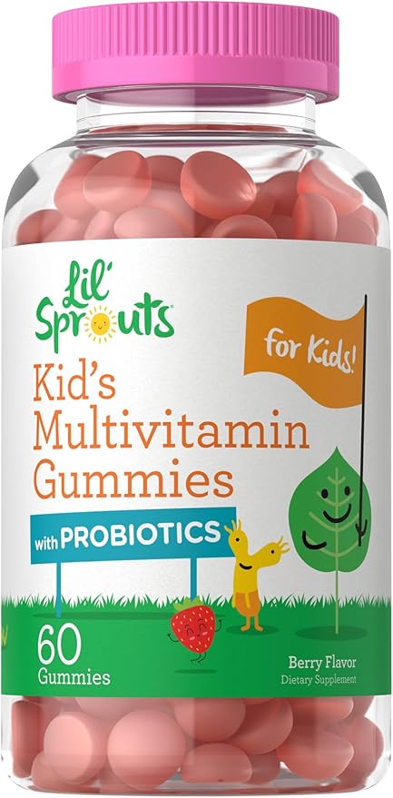 Carlyle Kids Multivitamin Gummies with Probiotics | 60 Chewables | Berry Flavor | Vegetarian, Non-GMO, Gluten Free Children's Supplement | by Lil' Sprouts | Packaging May Vary