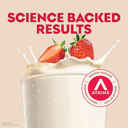 Atkins Strawberry Flavored Protein Shake, High Protein, Low Glycemic, Low Sugar and Low Carb, Keto Friendly, Gluten Free, 12 Count