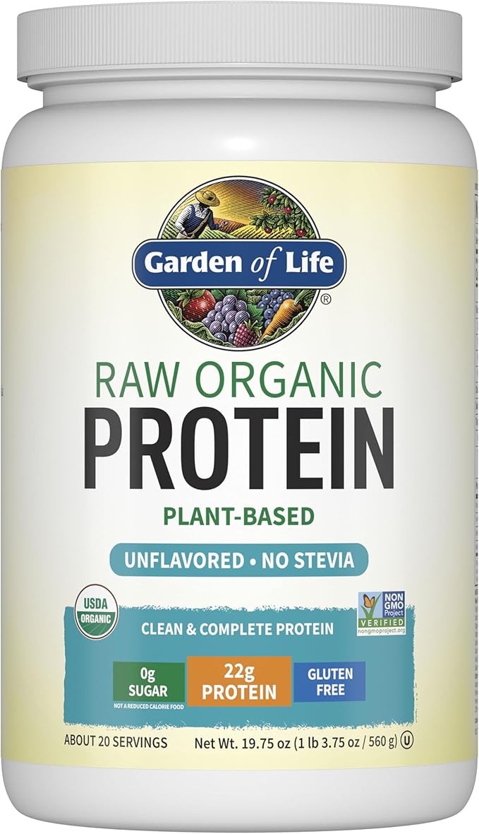 Garden of Life Organic Vegan Protein Powder, Plant Based & BCAAs, Organic Protein Powder with Probiotics & Enzymes, Non-GMO, Gluten-Free Lactose Free 1.2 LB