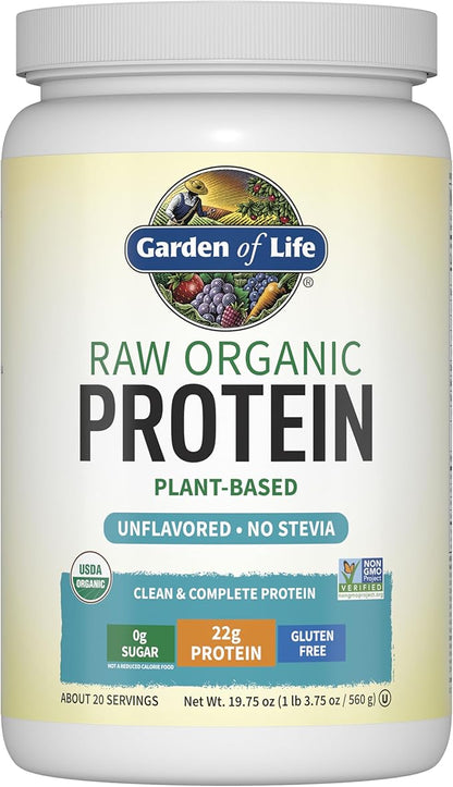Garden of Life Organic Vegan Protein Powder, Plant Based & BCAAs, Organic Protein Powder with Probiotics & Enzymes, Non-GMO, Gluten-Free Lactose Free 1.2 LB
