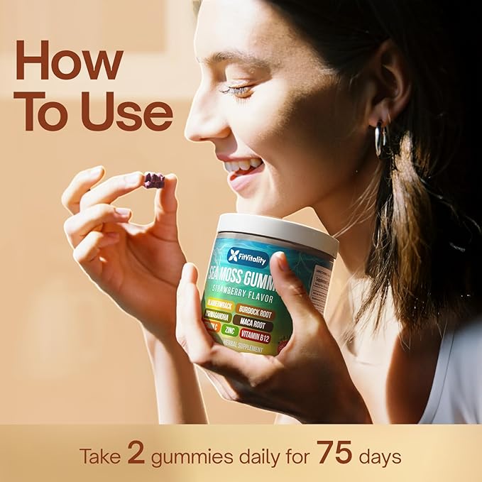 150 Sea Moss Gummies | 9-in-1 Formulation with Irish Sea Moss, Ashwagandha, Burdock, Elderberry, Bladderwrack, Maca, Zinc, B12 | Energy & Immune Support | Strawberry Flavor Vegan Gummies