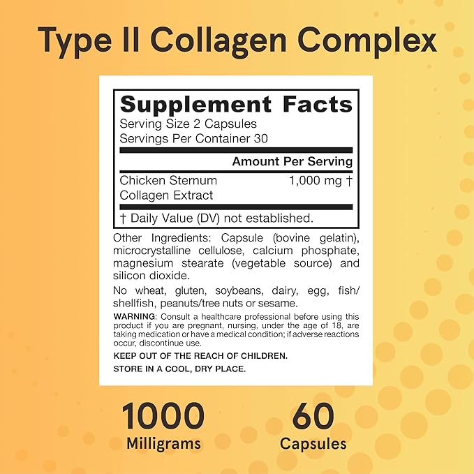 Jarrow Formulas® Type II Collagen Complex 1000 mg Supplements, Supports Skin and Joint Health, 60 Capsules, 30 Day Supply