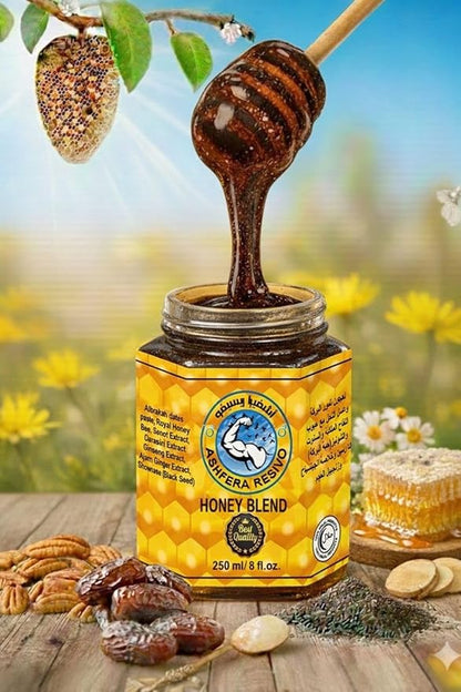 Resivo Ashfera Energy Support Men – 8Oz Date Paste – Sidr Honey with Pecan Nuts, Ginger Extract – Black Seed – Delicious and Savory Product of evaxo