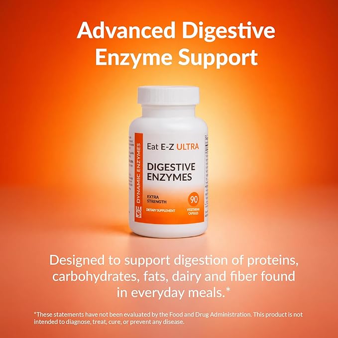 Eat E-Z Ultra Advanced Digestive Enzyme Supplement – Broad-Spectrum Multi-Enzyme Formula for Heavier & Harder-to-Digest Meals – Supports Occasional Bloating, Gas & Indigestion – 90 Vegetarian Capsules
