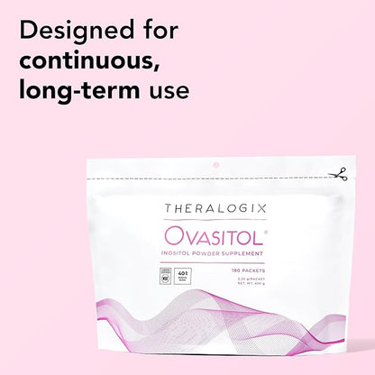 Theralogix Ovasitol Inositol Powder Packets - 90-Day Supply - Myo-Inositol & D-Chiro Inositol for Hormone Balance & Ovarian Function Support* - NSF Certified - 180 Packets