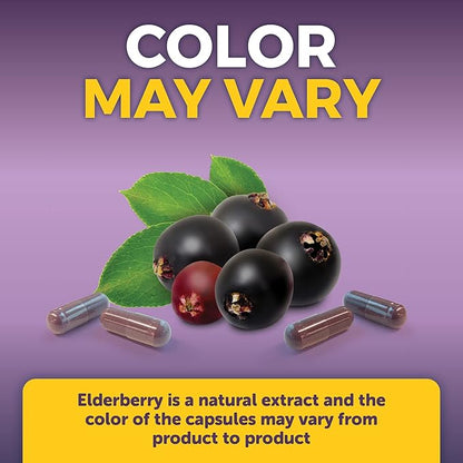 Viva Naturals Black Elderberry 1000mg with Vitamin C, D3 5000 IU & Zinc - 5-in-1 Immune Support Supplement for Adults, Sambucus Elderberry Capsules with Ginger for Men and Women, (60 Capsules)