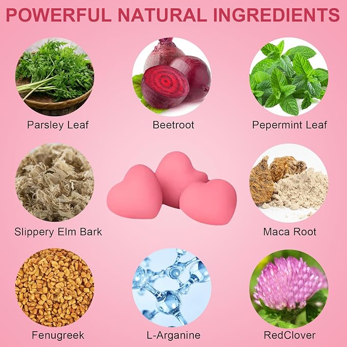 Pheromone Gummies for Women, Feminine Balance Gummies, Strawberry Flavor, Vegan, Gluten Free, Burgundy, 60 Gummies