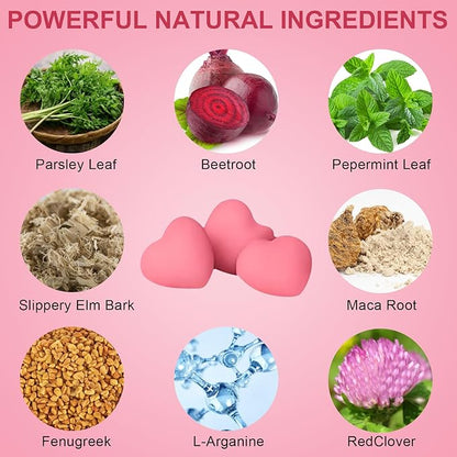 Pheromone Gummies for Women, Feminine Balance Gummies, Strawberry Flavor, Vegan, Gluten Free, Pink, 60 Gummies
